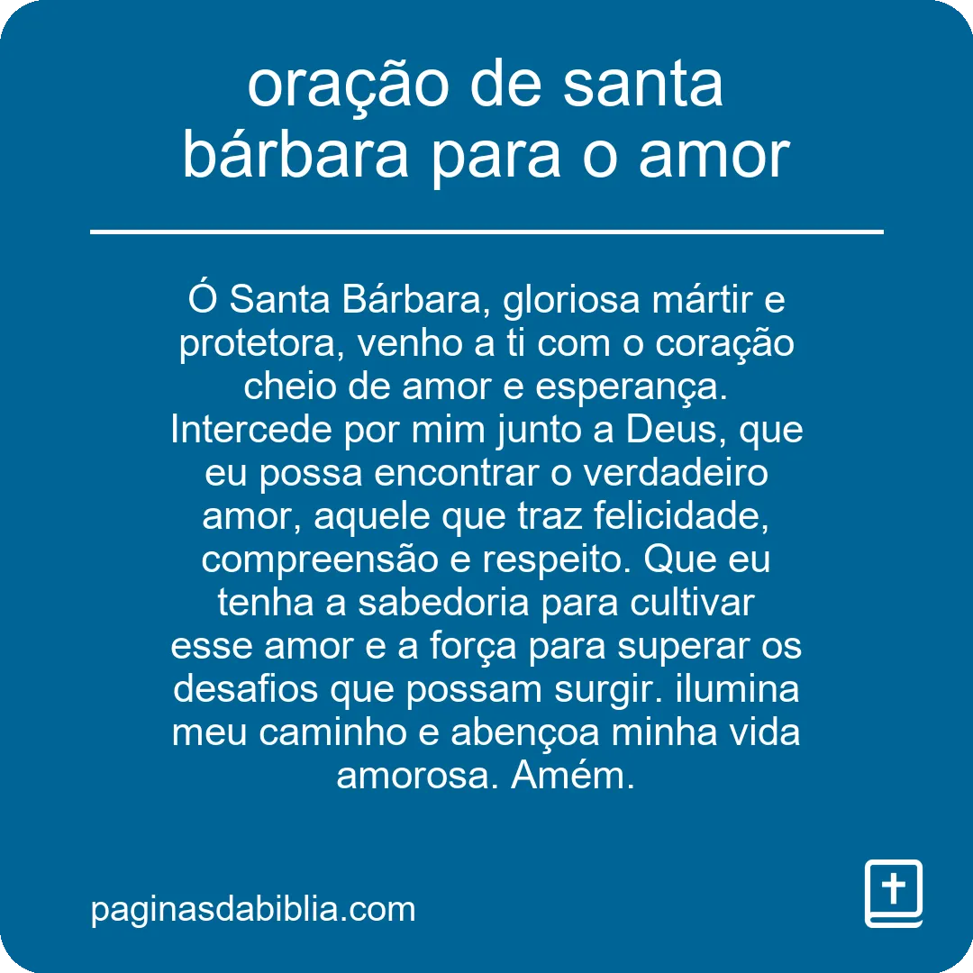 oração de santa bárbara para o amor