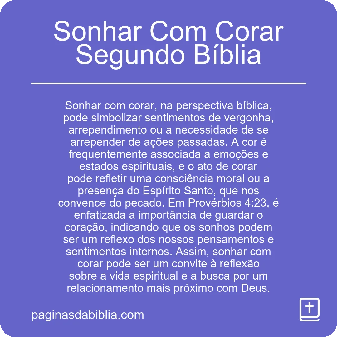 Sonhar Com Corar Segundo Bíblia