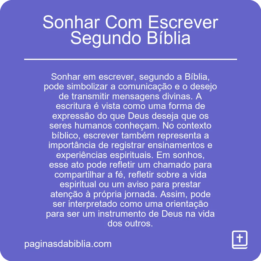 Sonhar Com Escrever Segundo Bíblia