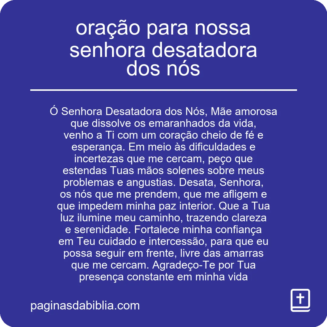 oração para nossa senhora desatadora dos nós