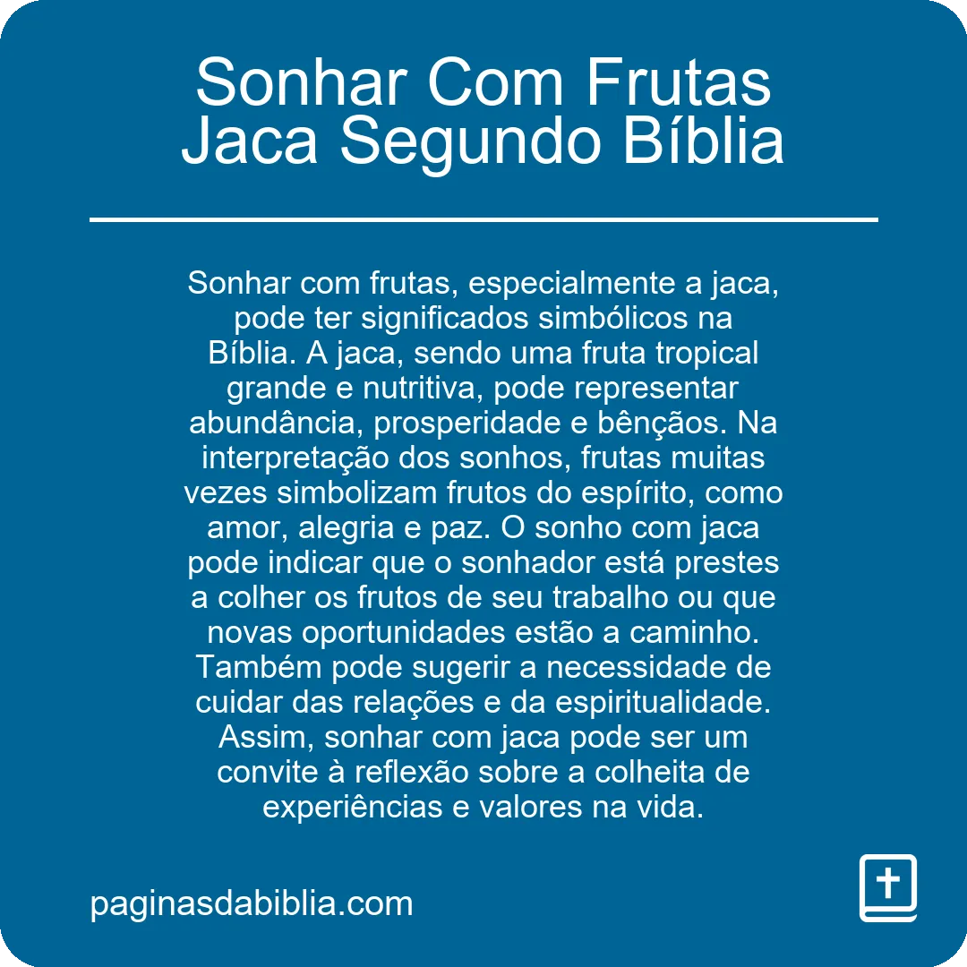 Sonhar Com Frutas Jaca Segundo Bíblia