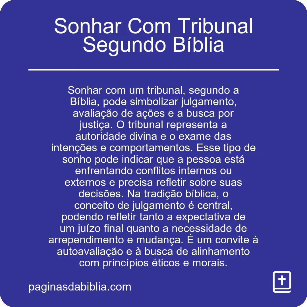 Sonhar Com Tribunal Segundo Bíblia