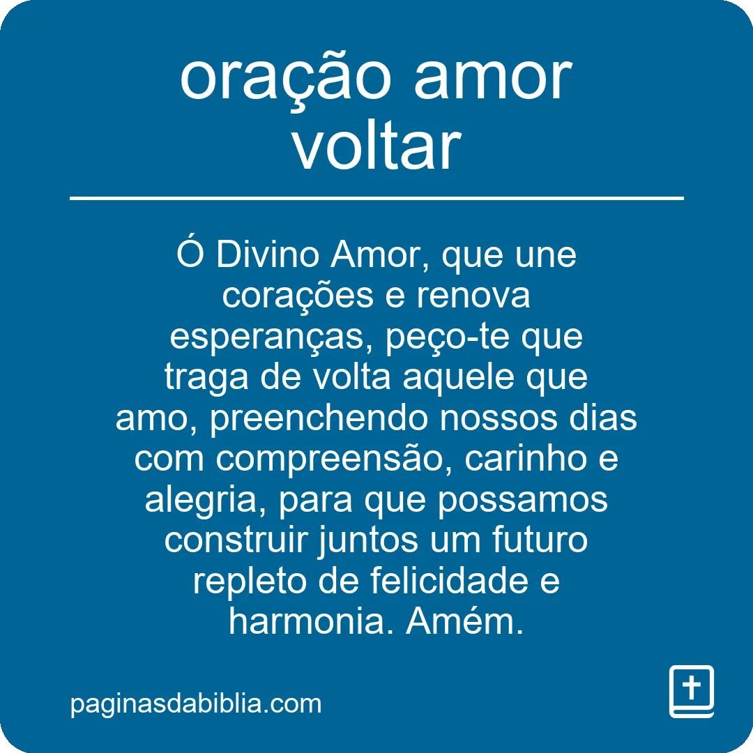 oração amor voltar