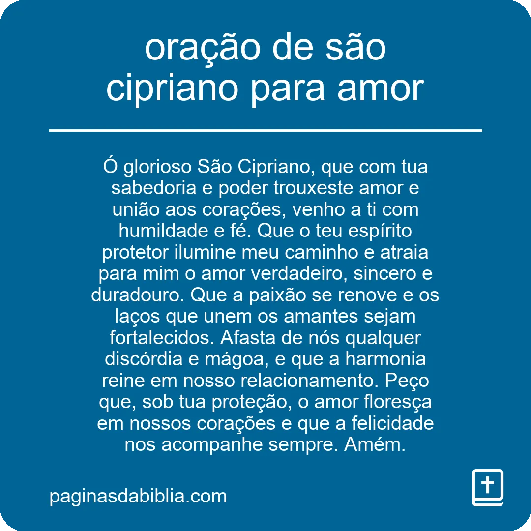 oração de são cipriano para amor