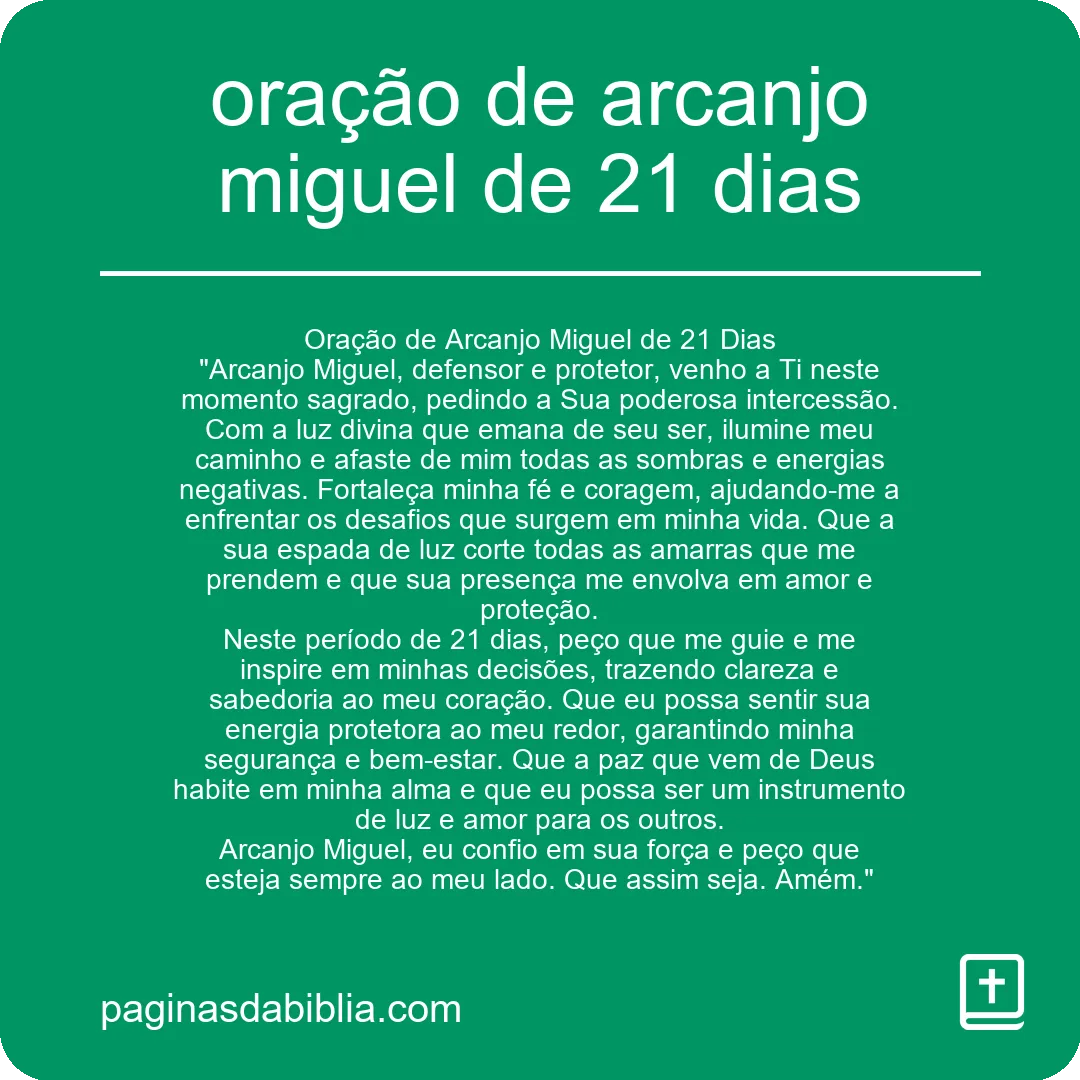 oração de arcanjo miguel de 21 dias