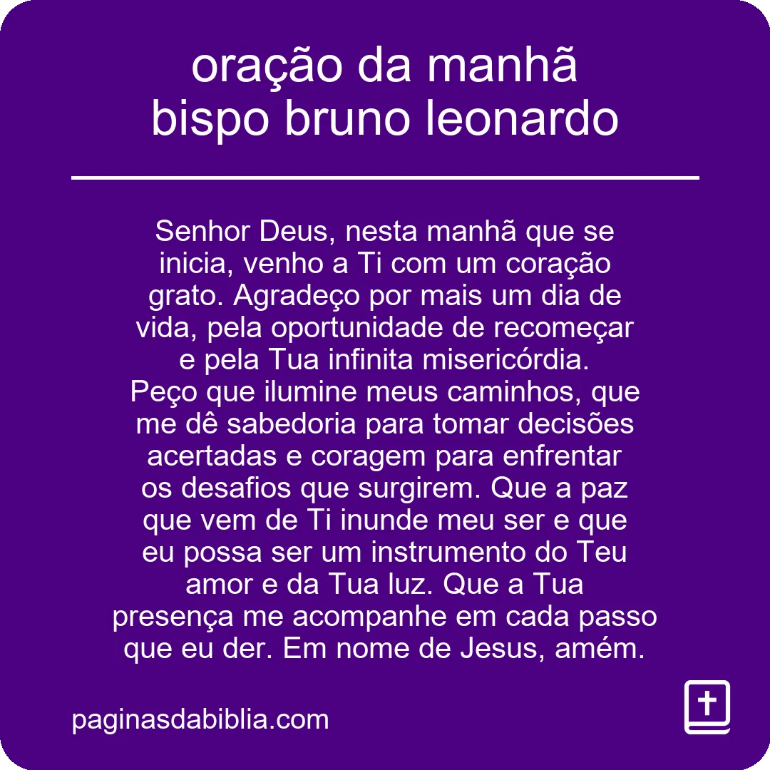 oração da manhã bispo bruno leonardo