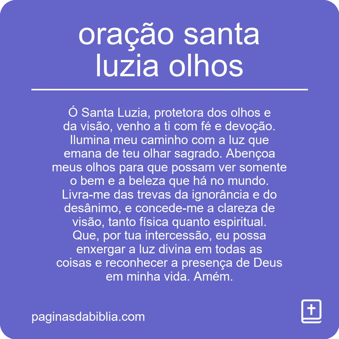 oração santa luzia olhos