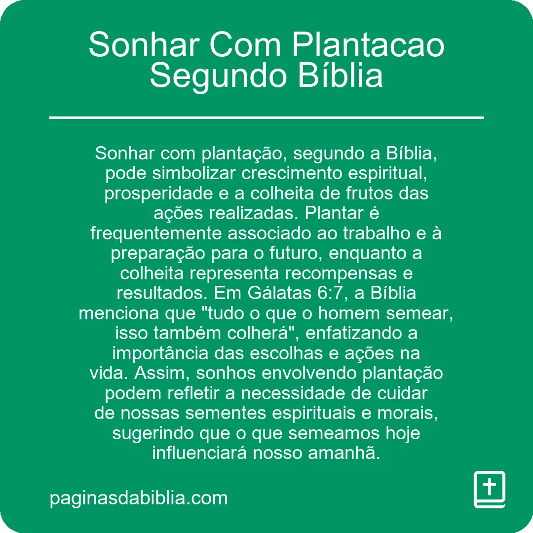 Sonhar Com Plantacao Segundo Bíblia