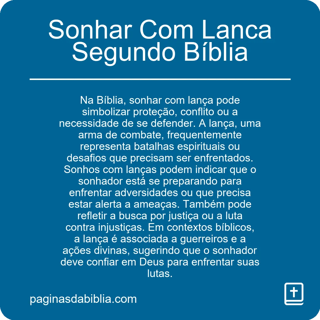 Sonhar Com Lanca Segundo Bíblia