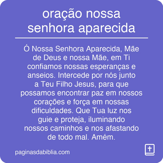 oração nossa senhora aparecida