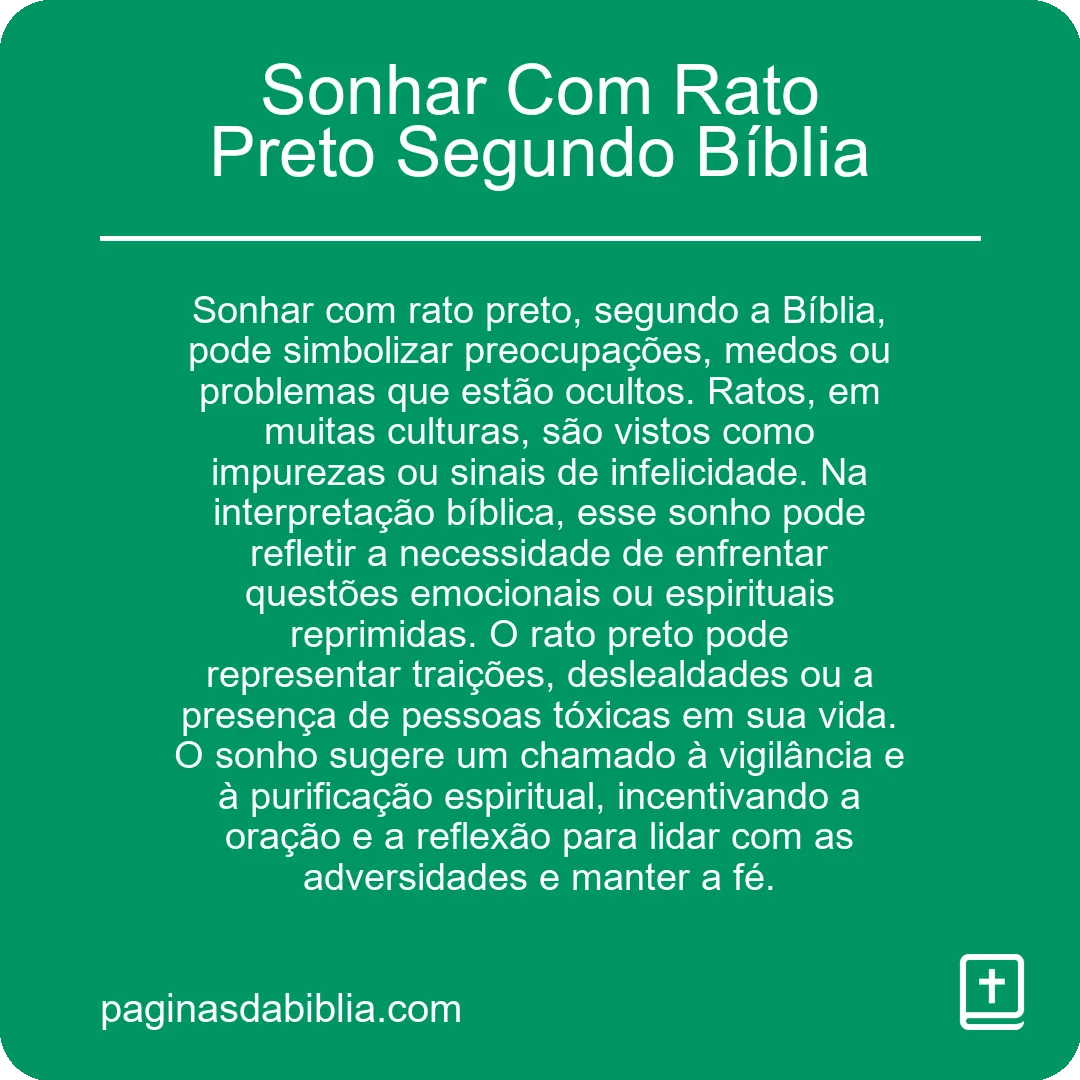 Sonhar Com Rato Preto Segundo Bíblia