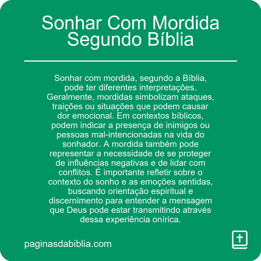 Sonhar Com Mordida Segundo Bíblia