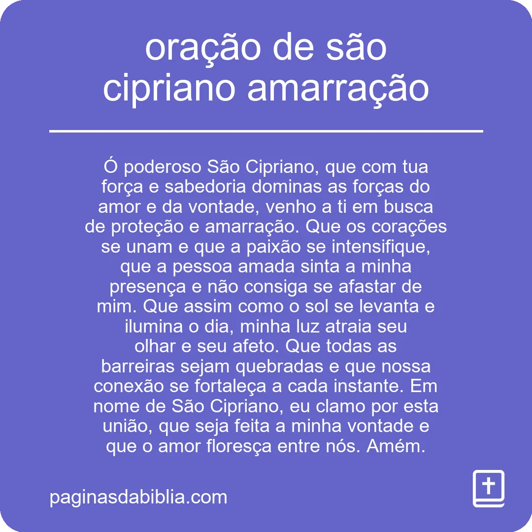 oração de são cipriano amarração