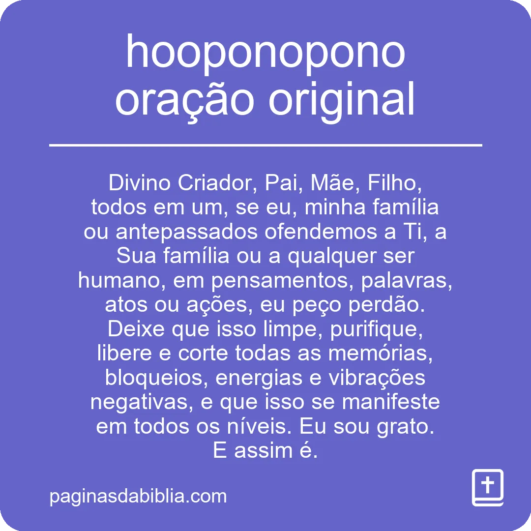 hooponopono oração original