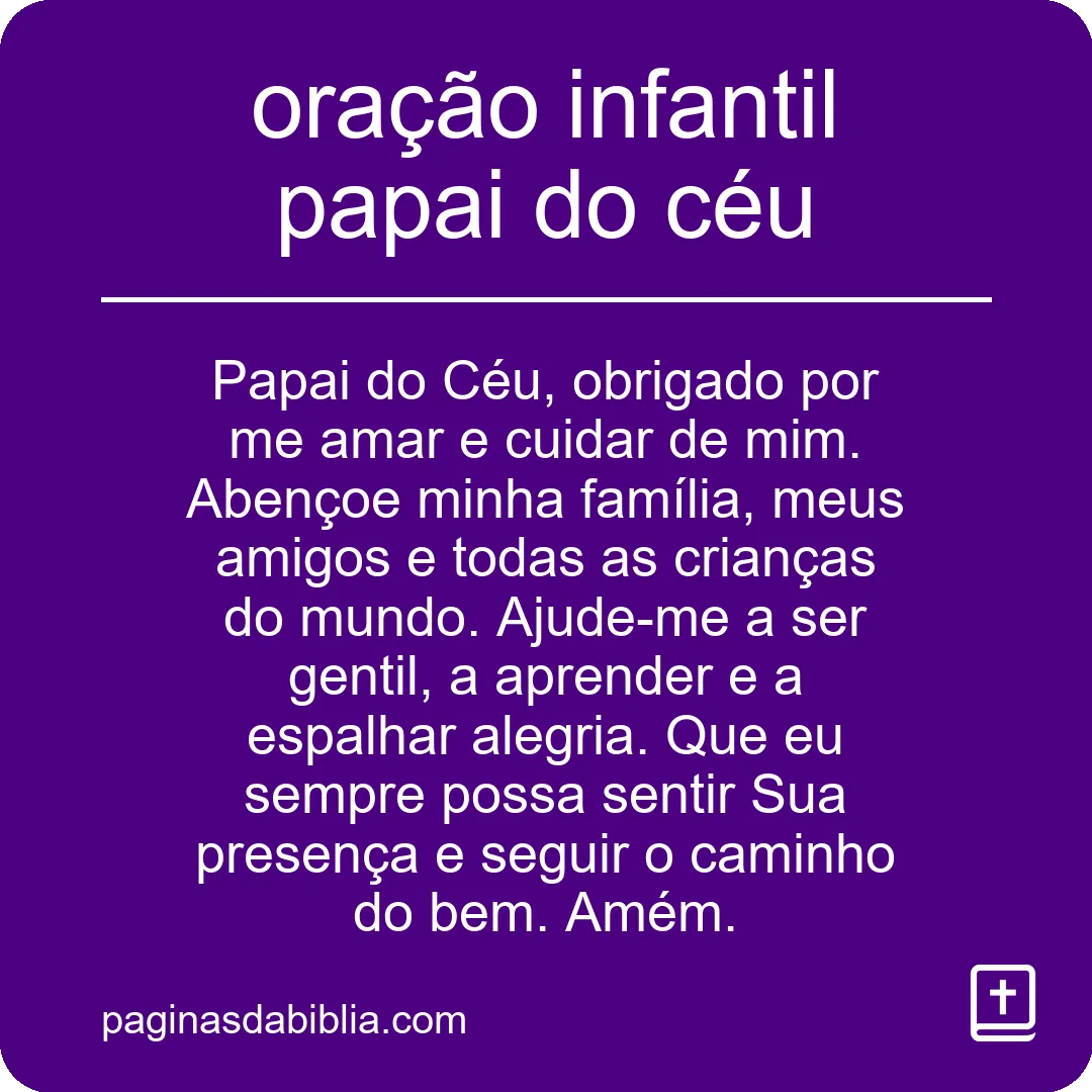 oração infantil papai do céu