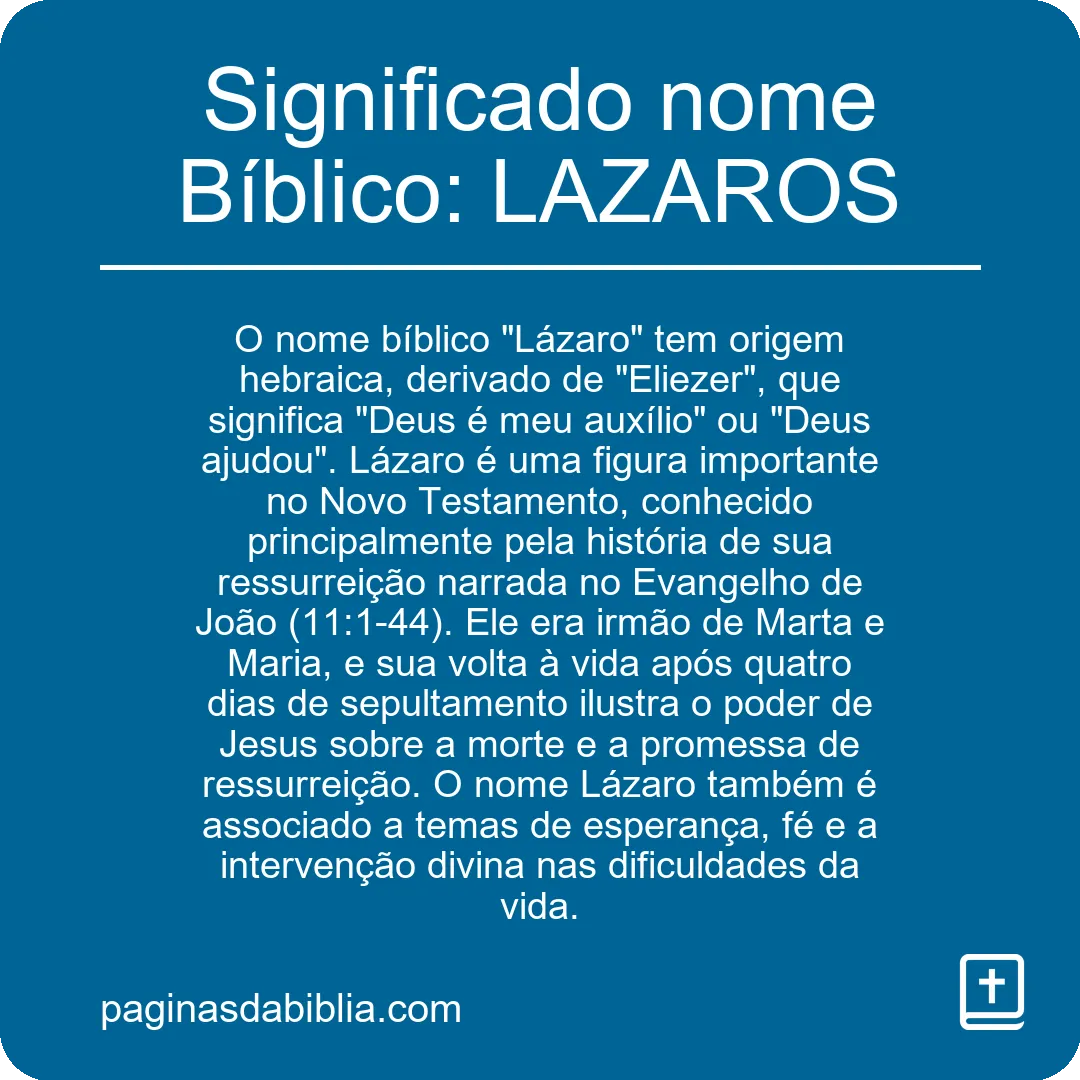 Significado nome Bíblico: LAZAROS