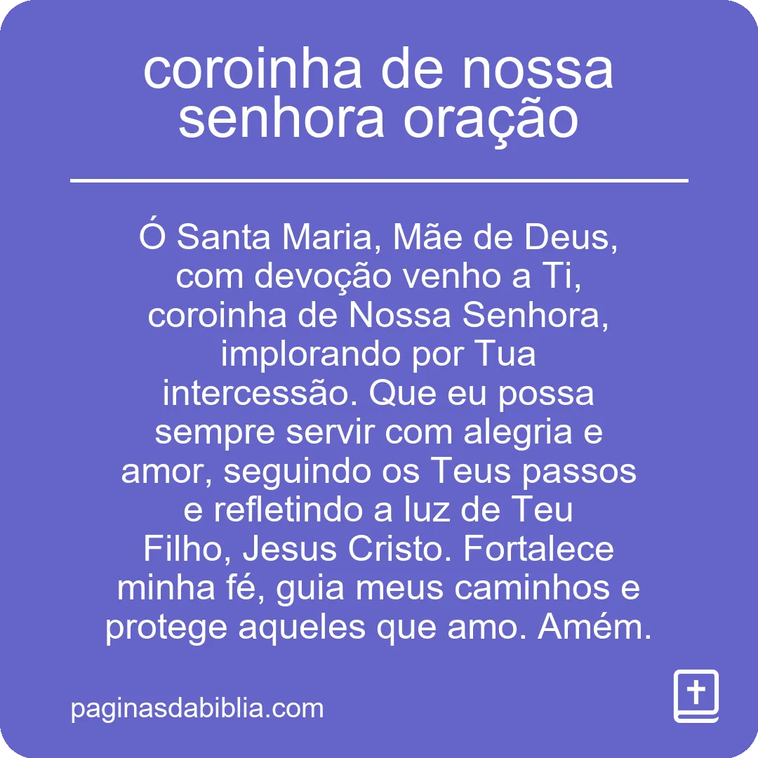 coroinha de nossa senhora oração