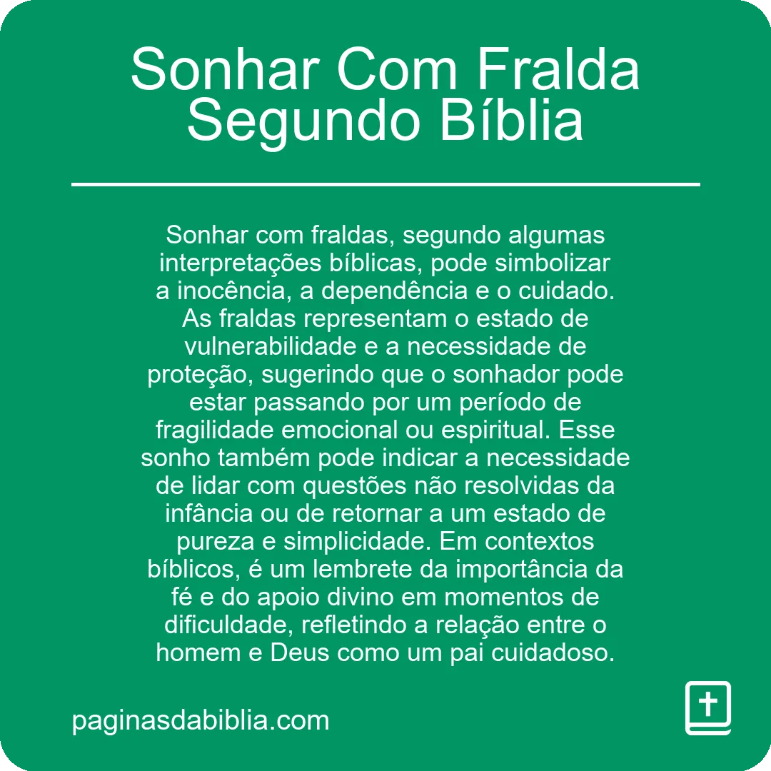 Sonhar Com Fralda Segundo Bíblia