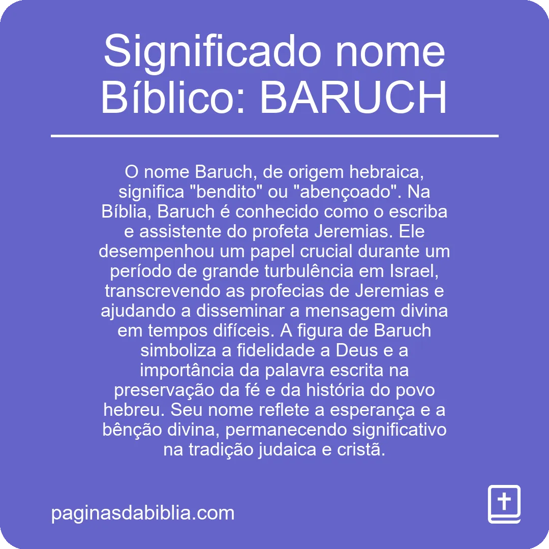 Significado nome Bíblico: BARUCH