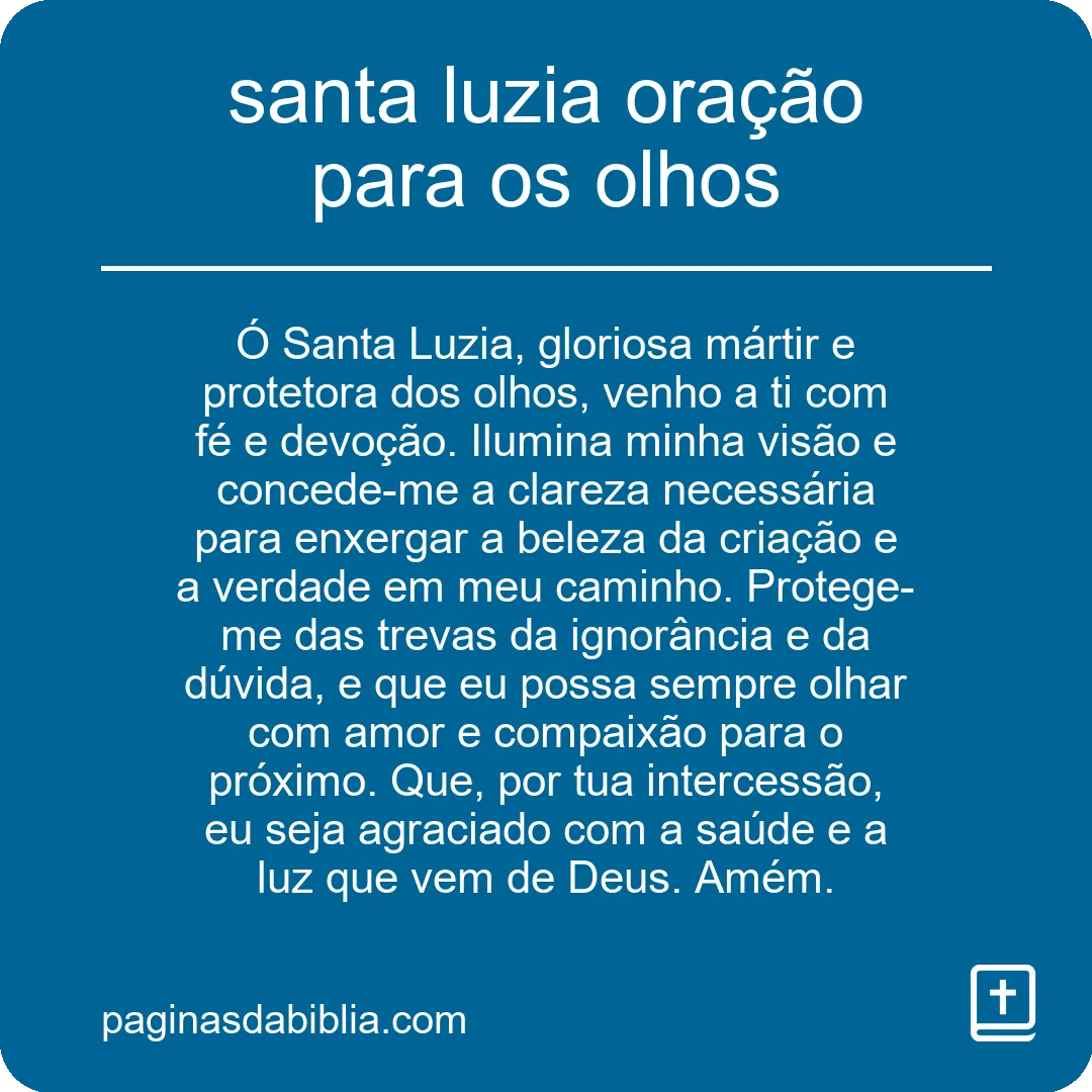 santa luzia oração para os olhos