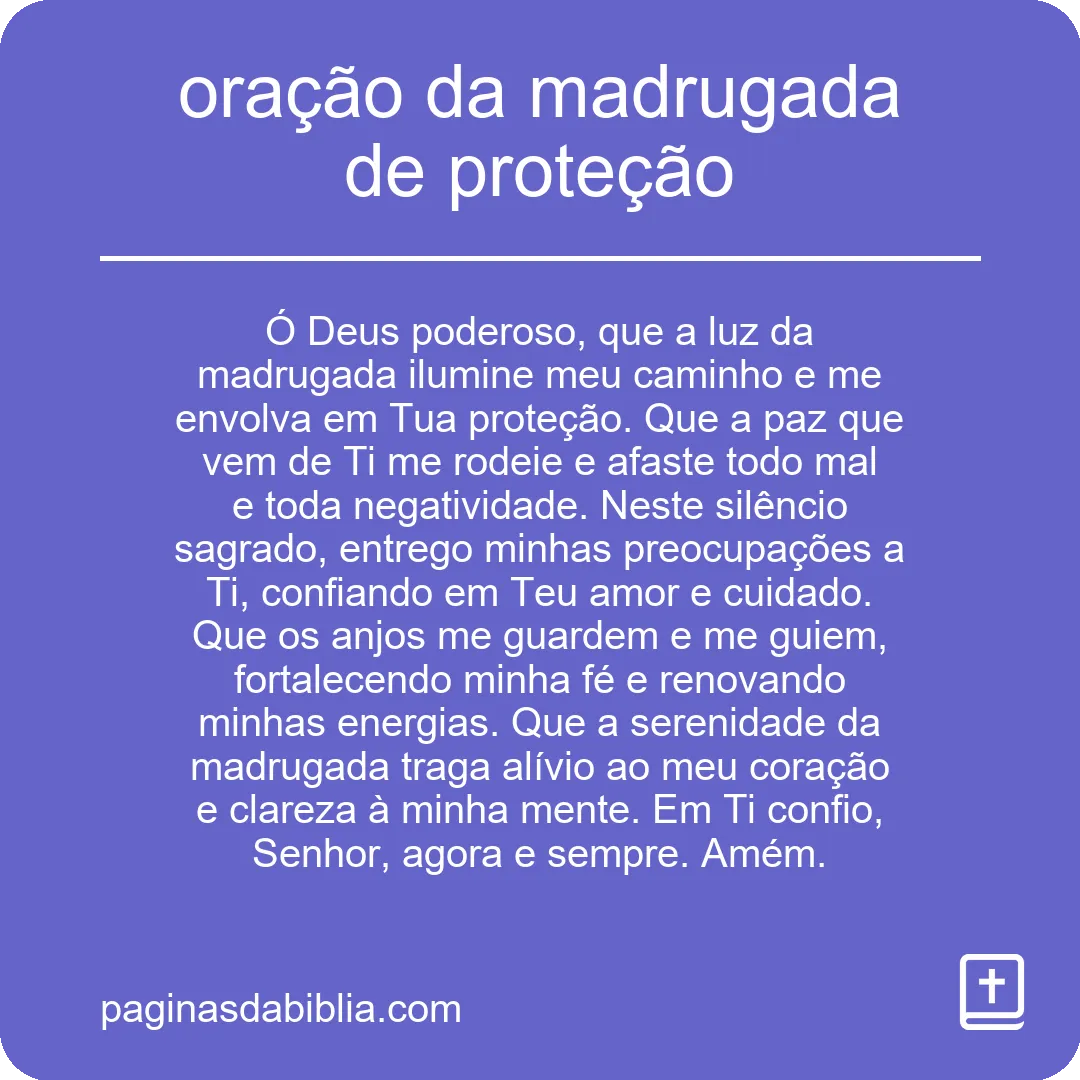 oração da madrugada de proteção