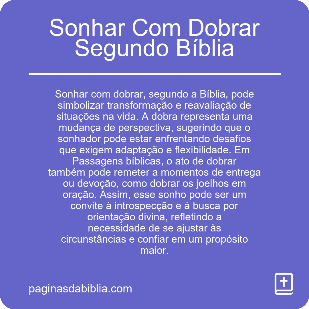 Sonhar Com Dobrar Segundo Bíblia