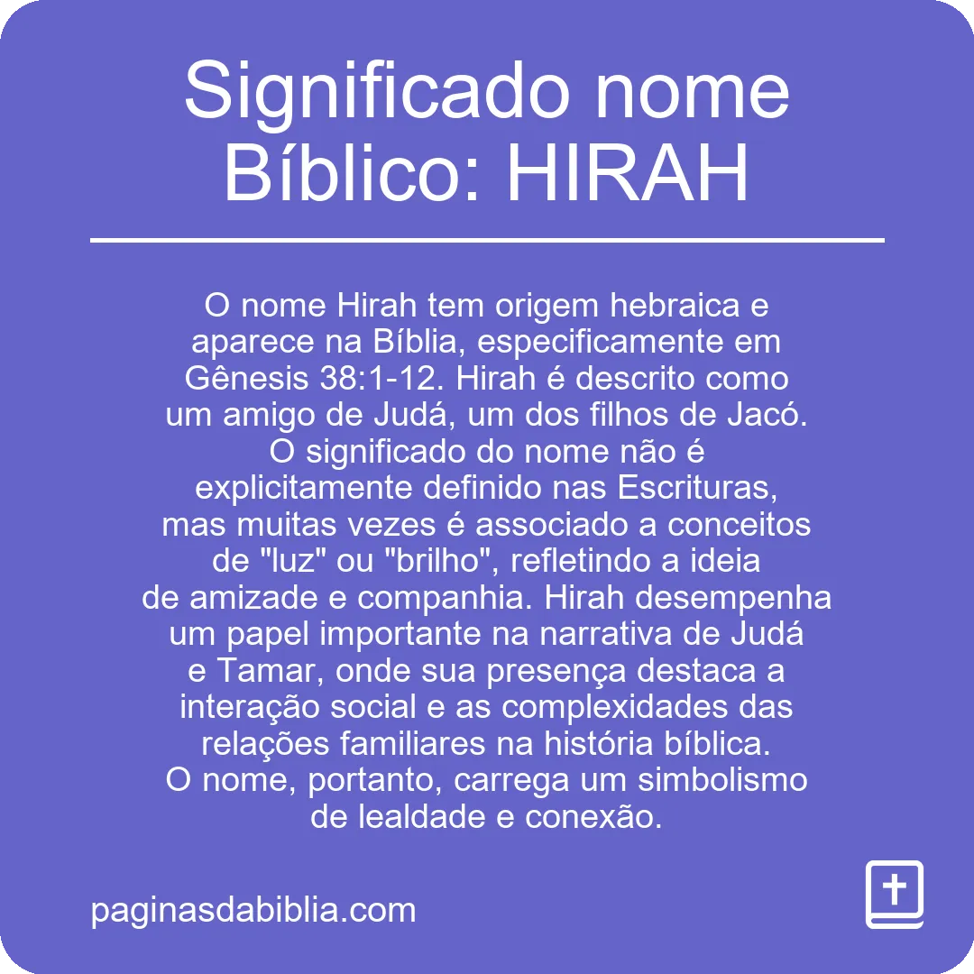 Significado nome Bíblico: HIRAH