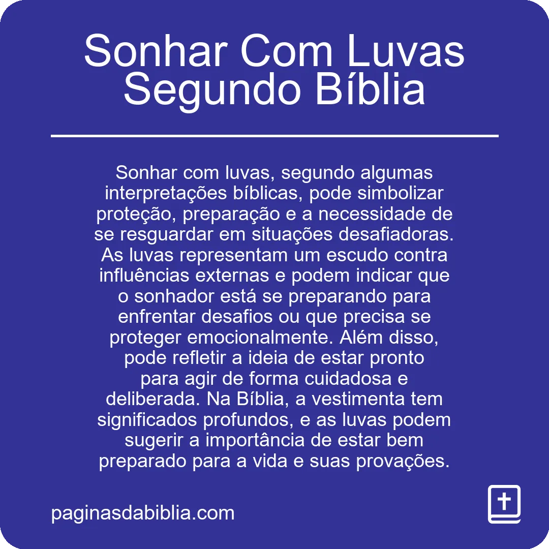 Sonhar Com Luvas Segundo Bíblia