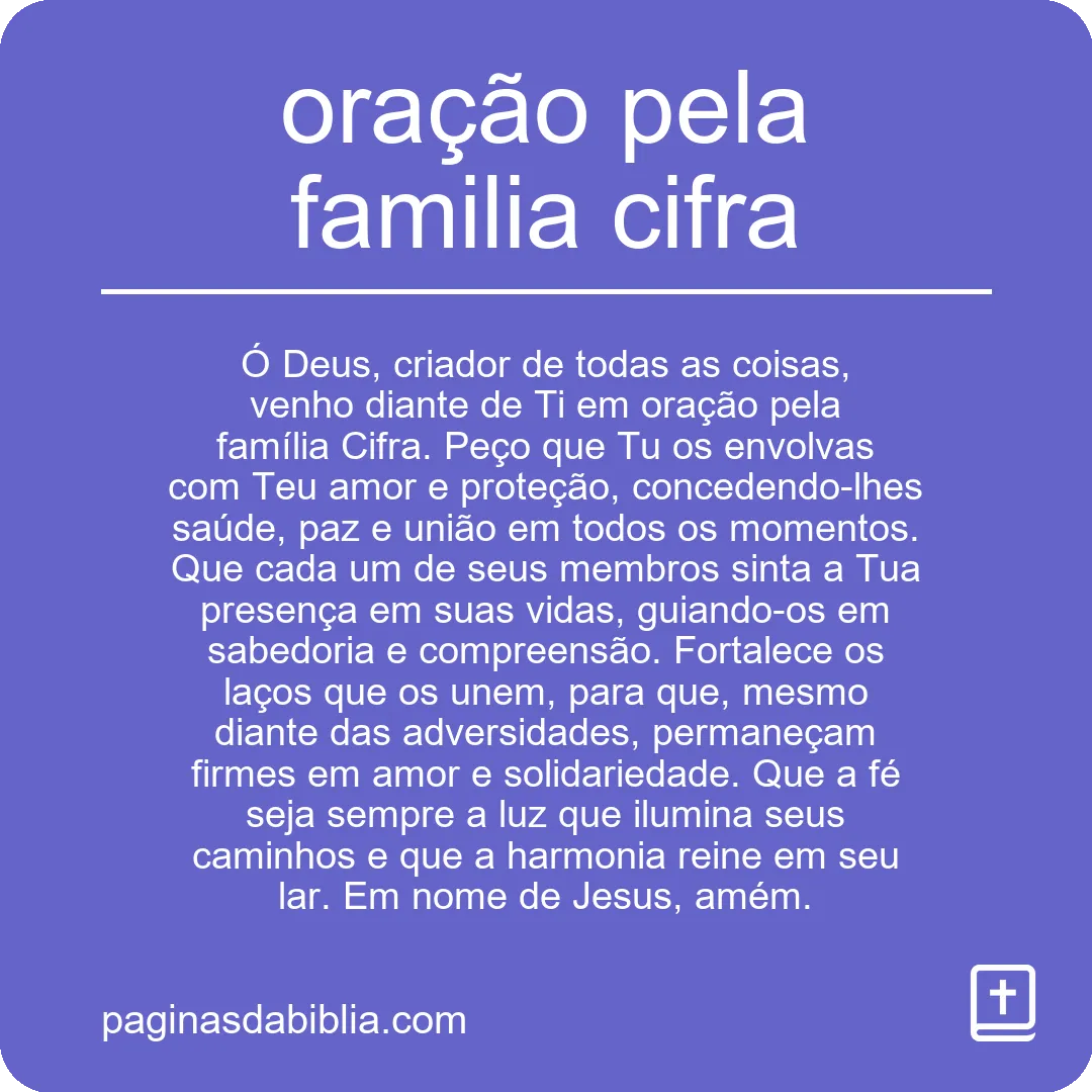 oração pela familia cifra