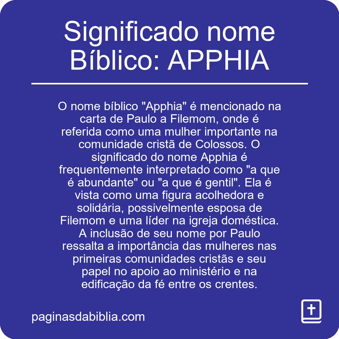 Significado nome Bíblico: APPHIA