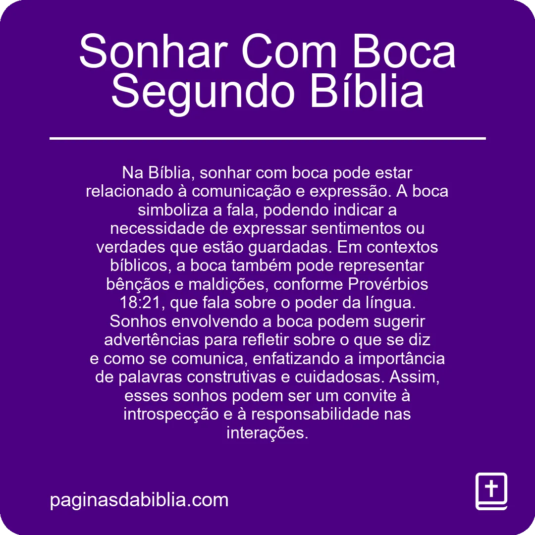 Sonhar Com Boca Segundo Bíblia