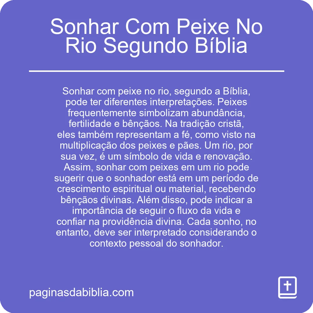 Sonhar Com Peixe No Rio Segundo Bíblia