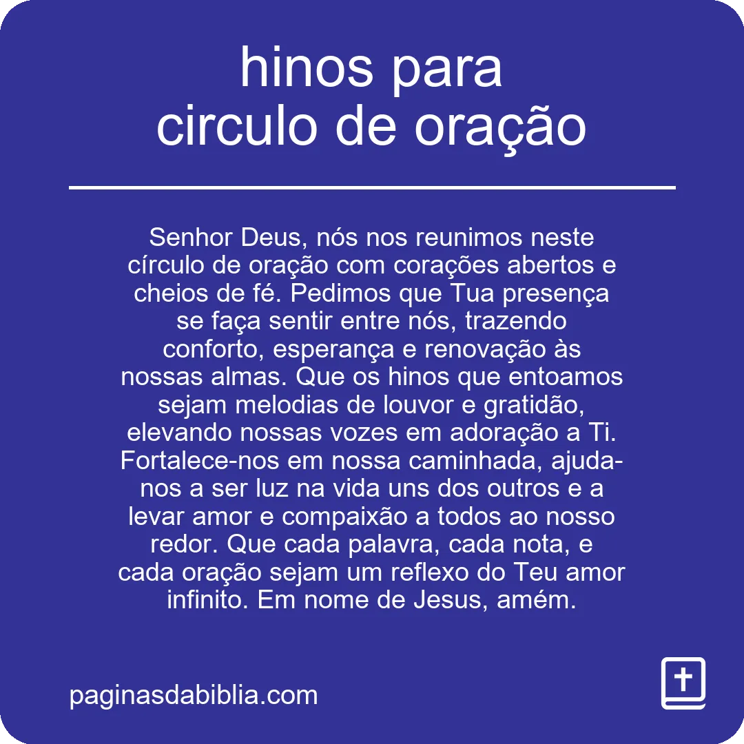 hinos para circulo de oração