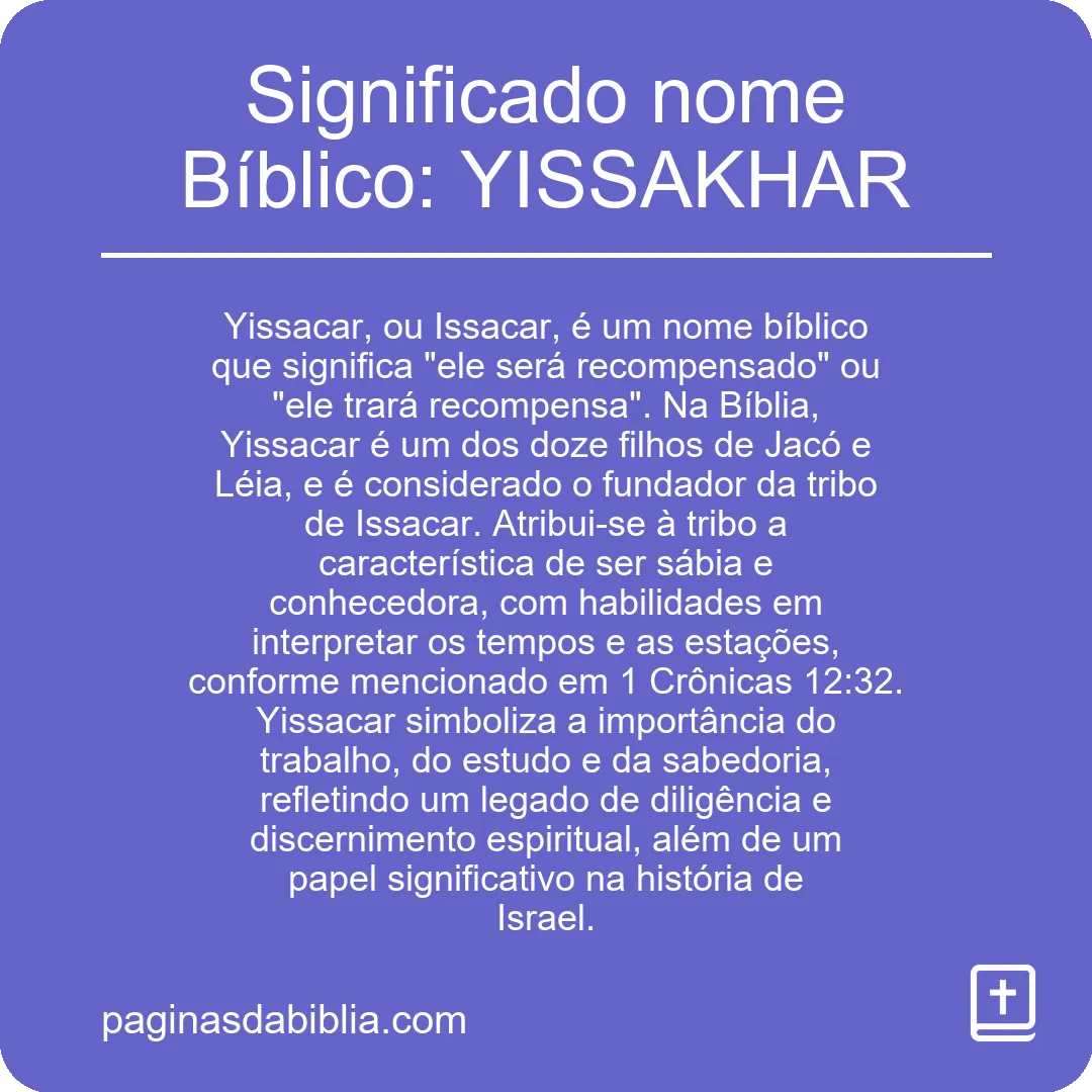 Significado nome Bíblico: YISSAKHAR