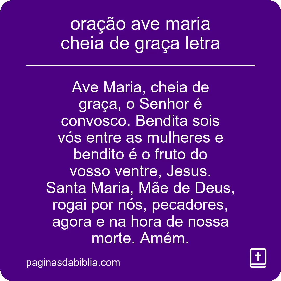 oração ave maria cheia de graça letra