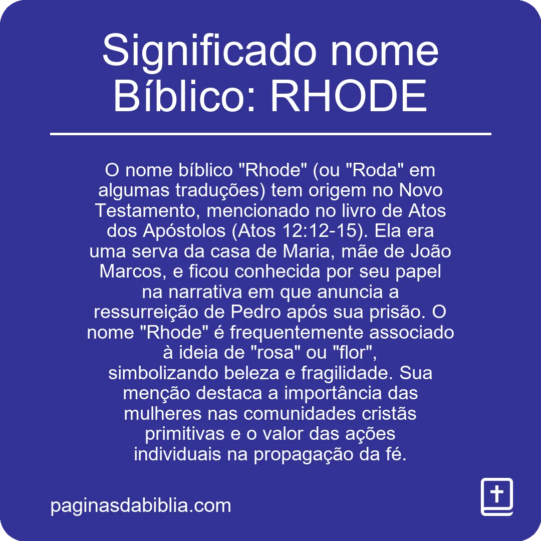 Significado nome Bíblico: RHODE