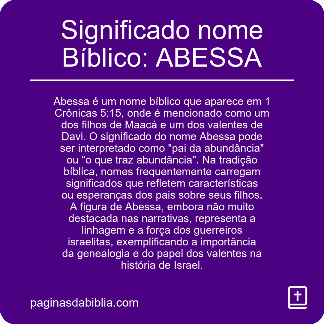 Significado nome Bíblico: ABESSA