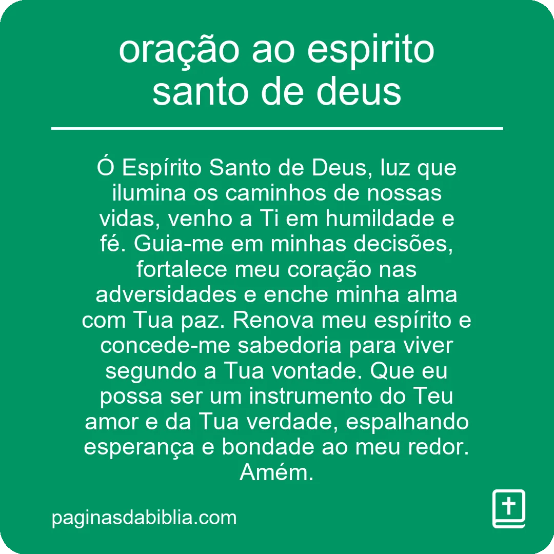 oração ao espirito santo de deus