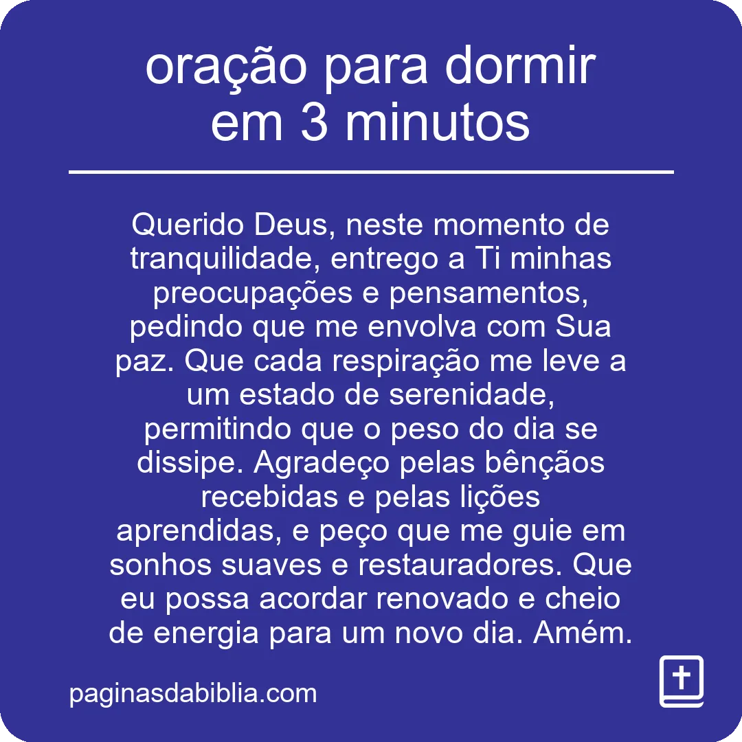 oração para dormir em 3 minutos