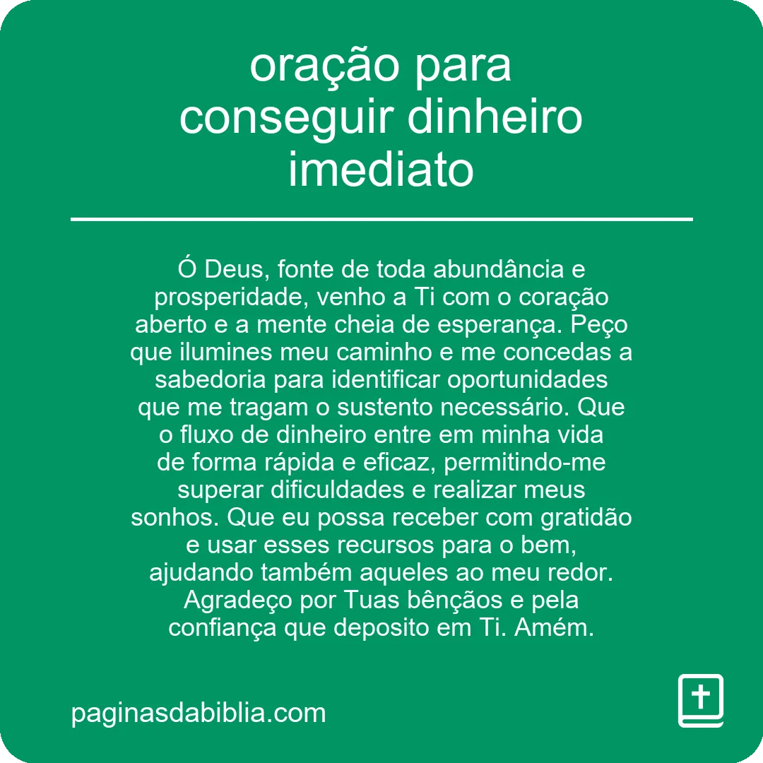 oração para conseguir dinheiro imediato