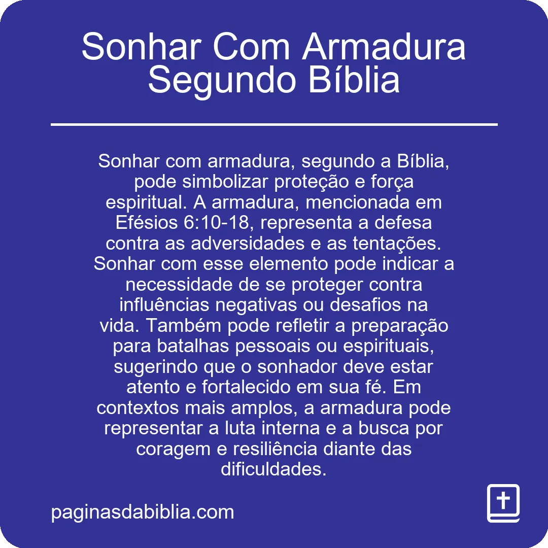 Sonhar Com Armadura Segundo Bíblia