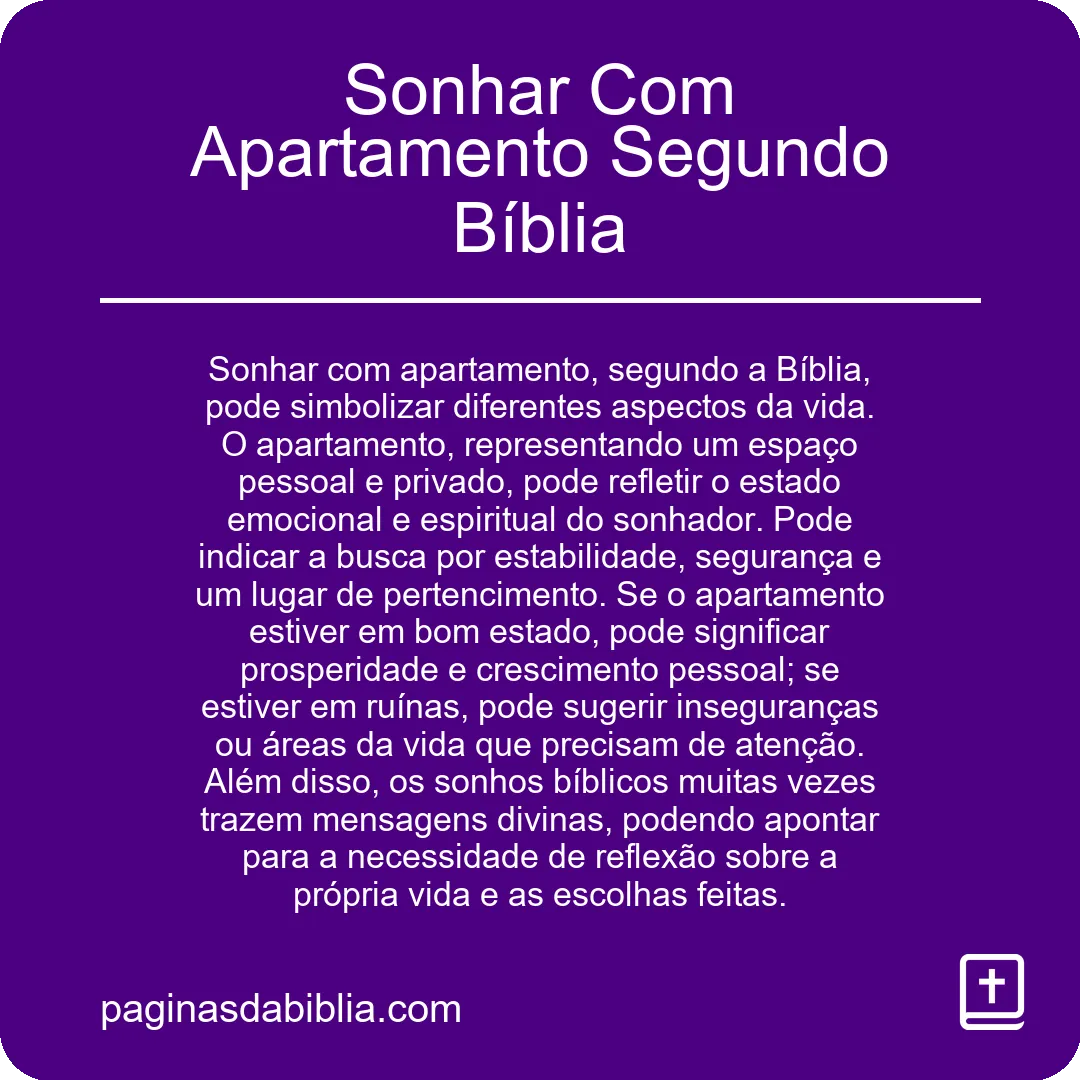 Sonhar Com Apartamento Segundo Bíblia