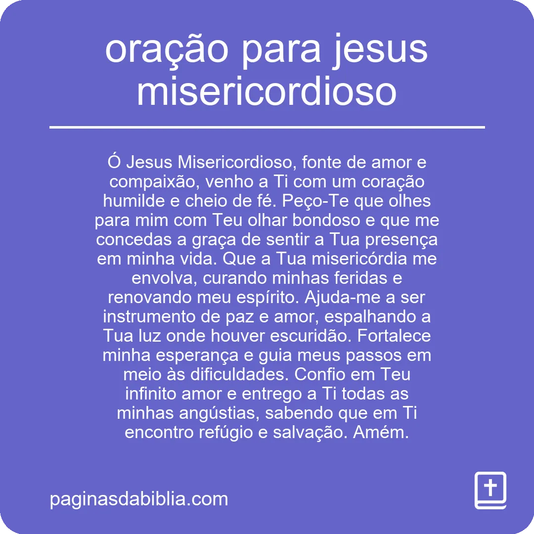 oração para jesus misericordioso