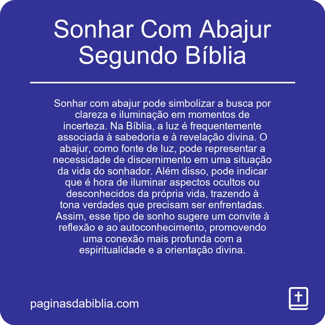 Sonhar Com Abajur Segundo Bíblia