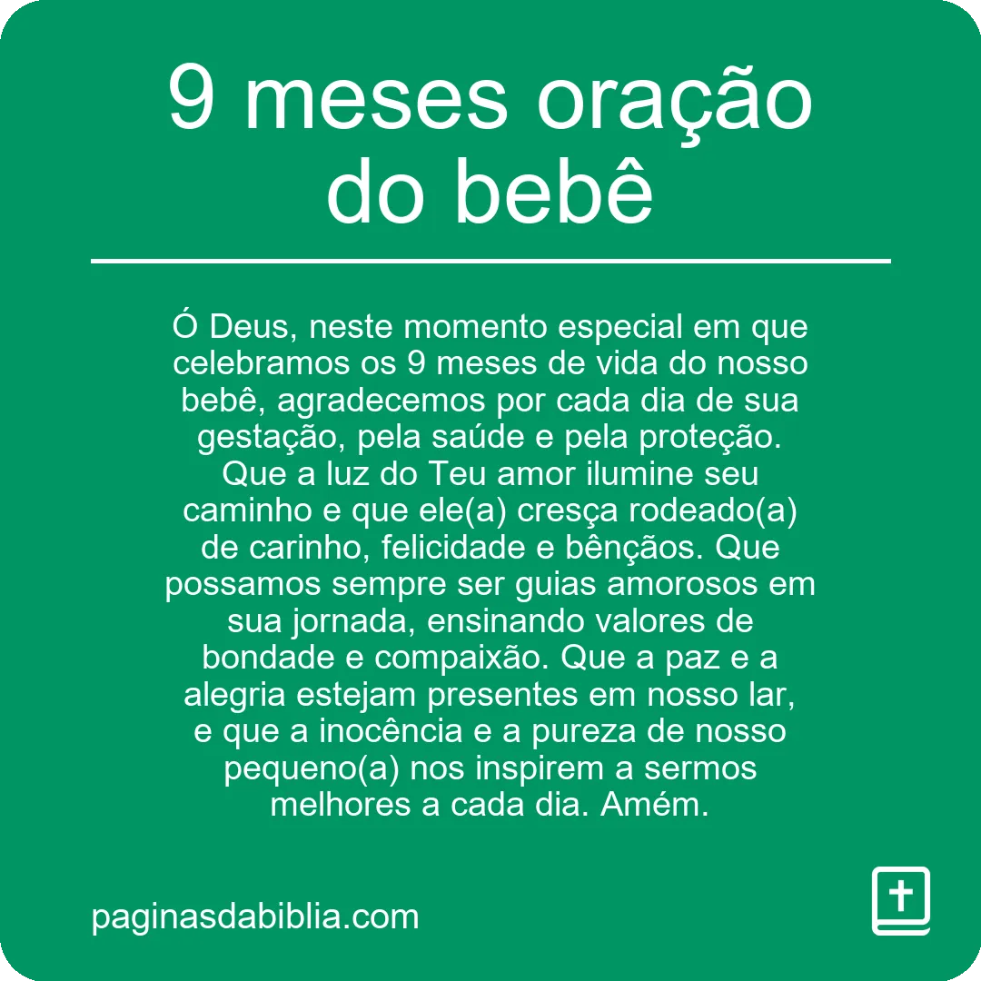 9 meses oração do bebê