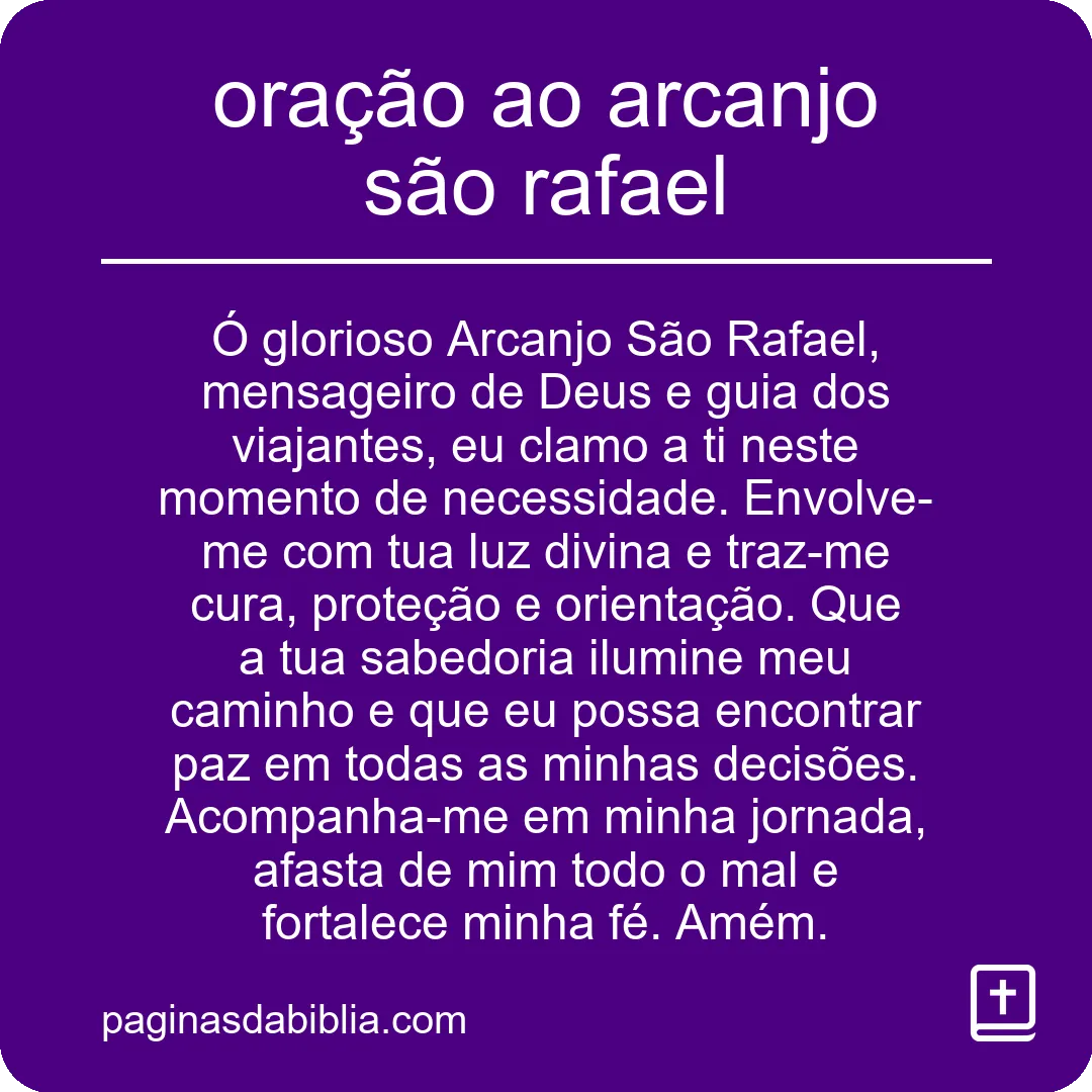 oração ao arcanjo são rafael