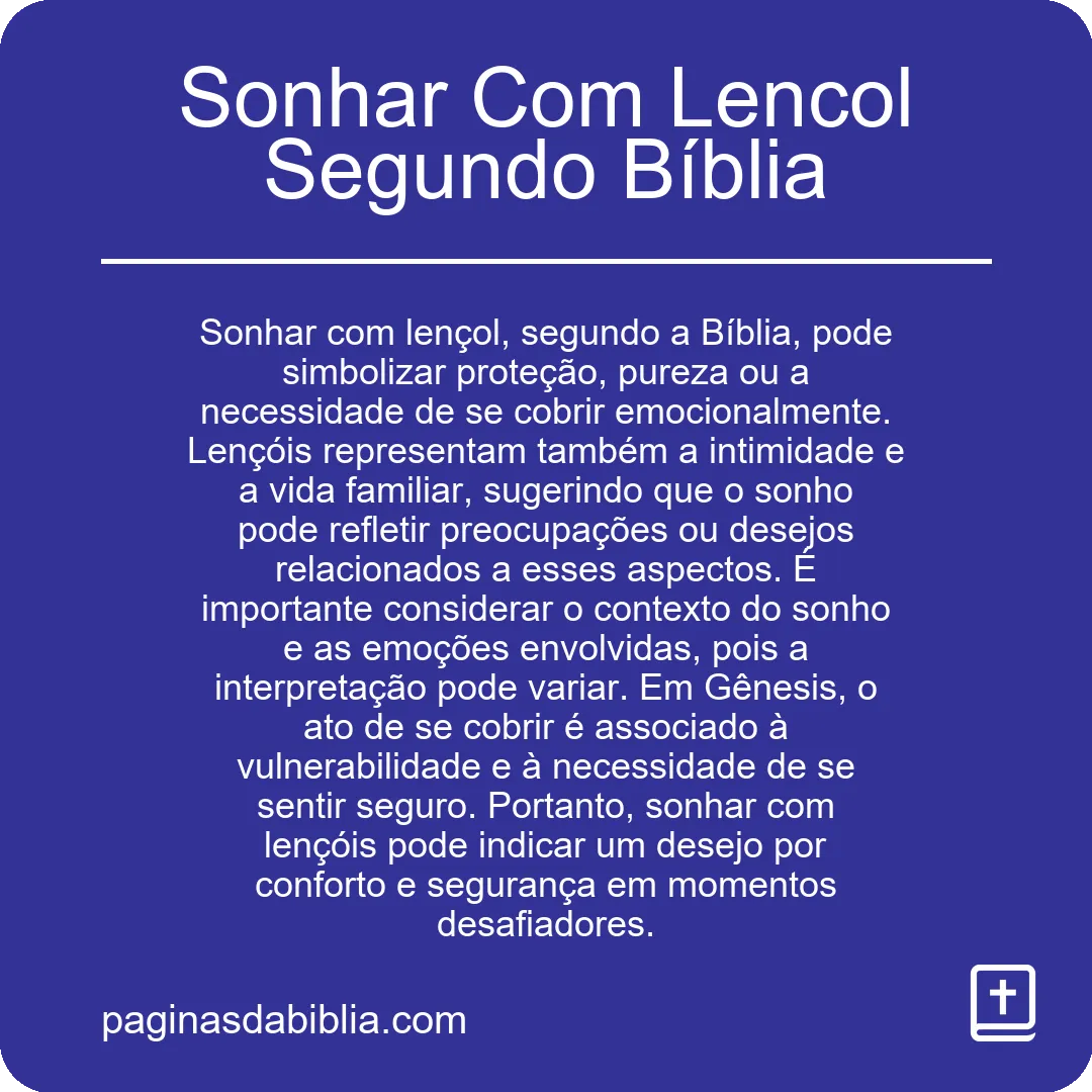 Sonhar Com Lencol Segundo Bíblia