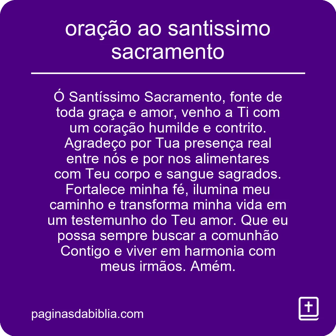 oração ao santissimo sacramento