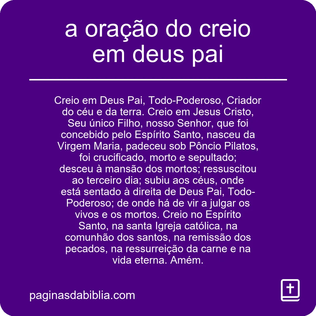 a oração do creio em deus pai