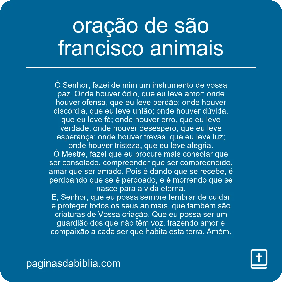 oração de são francisco animais